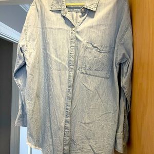 Lightweight jean shirt with frayed bottom. Worn once!